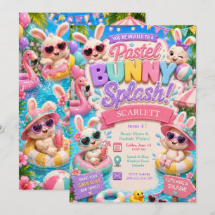 Invitación Cumpleaños de Pastel Bunny Splash - Fiesta en la P