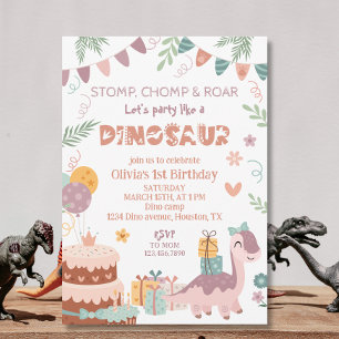 Invitación Cumpleaños de Pastel Dino Party