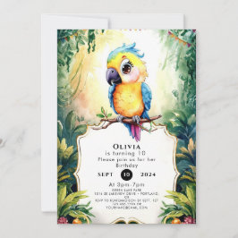 Invitación Cumpleaños de Pastel Fiesta Parrot