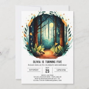 Invitación Cumpleaños de Pastel Forest Woodland