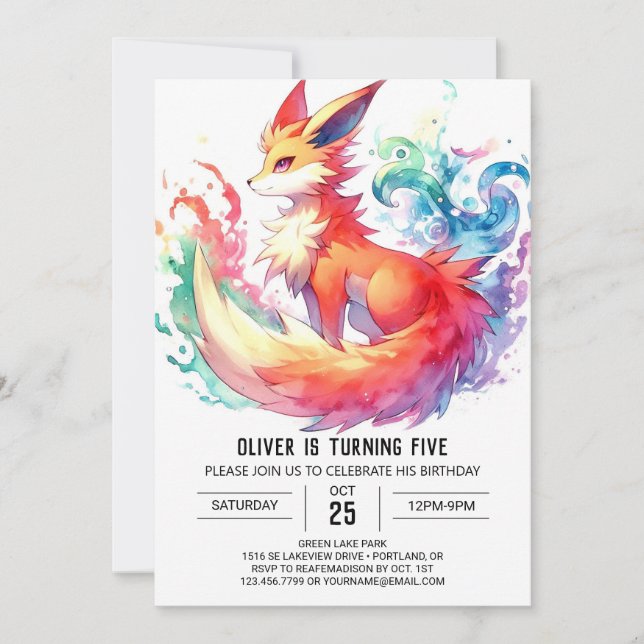 Invitación Cumpleaños de Pastel Rustic Fox (Anverso)