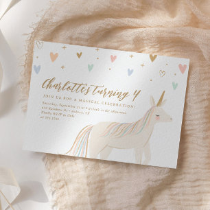 Invitación Cumpleaños de Pastel Unicorn Chica