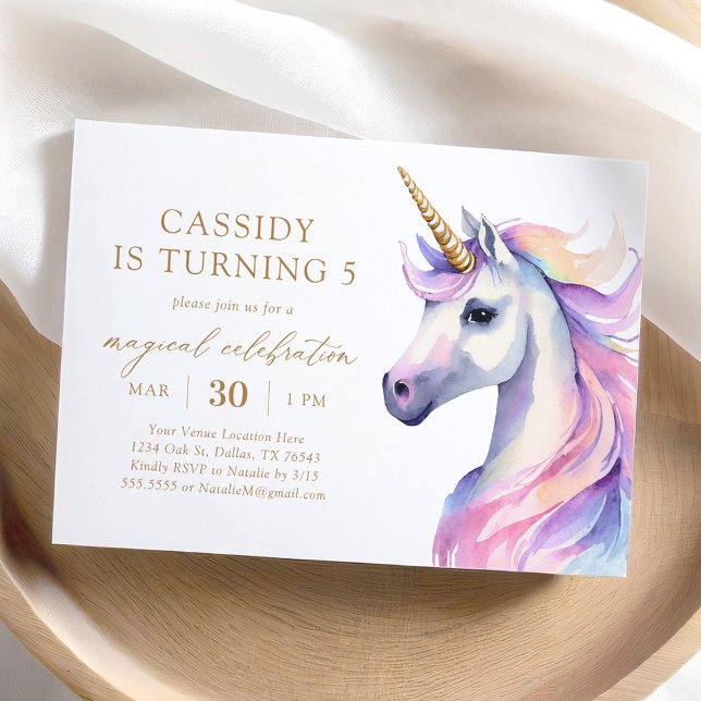 Invitación Cumpleaños de Pastel Watercolor Unicornio (Subido por el creador)