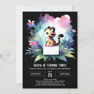Invitación Cumpleaños de Pastel Woodland Tiger