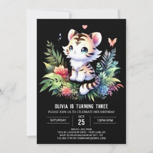 Invitación Cumpleaños de Pastel Woodland Tiger