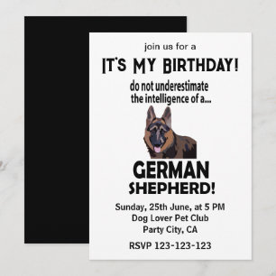 Invitación Cumpleaños de Pastor Alemán Mascota Pastor Alemán