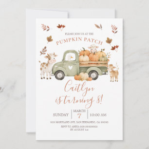 Invitación Cumpleaños de Patch de Calabaza de Camión de Otoño