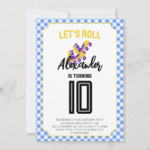 Cumpleaños de patinador sobre ruedas de Gingham Bo