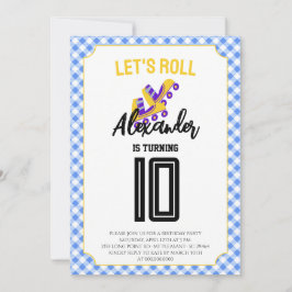 Invitación Cumpleaños de patinador sobre ruedas de Gingham Bo