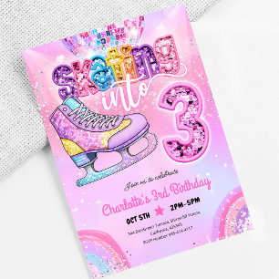 Invitación Cumpleaños de patinaje sobre hielo con lentejuelas