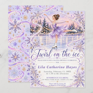 Invitación Cumpleaños de patinaje sobre hielo de lavanda