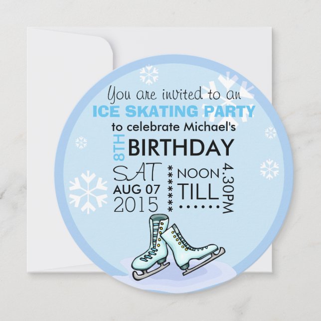 Invitación Cumpleaños de patinaje sobre hielo para niños Agre (Anverso)