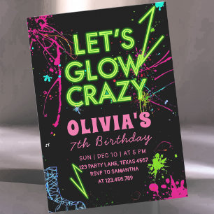 Invitación Cumpleaños de patinaje sobre ruedas Let's Glow Cra
