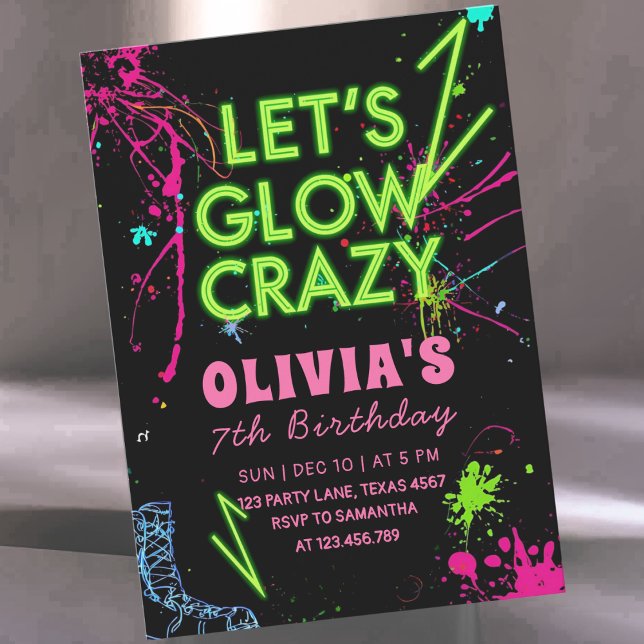 Invitación Cumpleaños de patinaje sobre ruedas Let's Glow Cra (Subido por el creador)