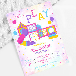 Invitación Cumpleaños de patio de juegos, salto de rebote, tr