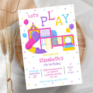 Invitación Cumpleaños de patio de juegos, salto de rebote, tr