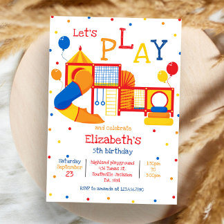 Invitación Cumpleaños de patio de juegos, salto de rebote, tr