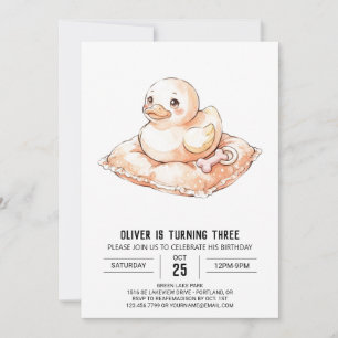 Invitación Cumpleaños de patito de goma amarillo juguetón