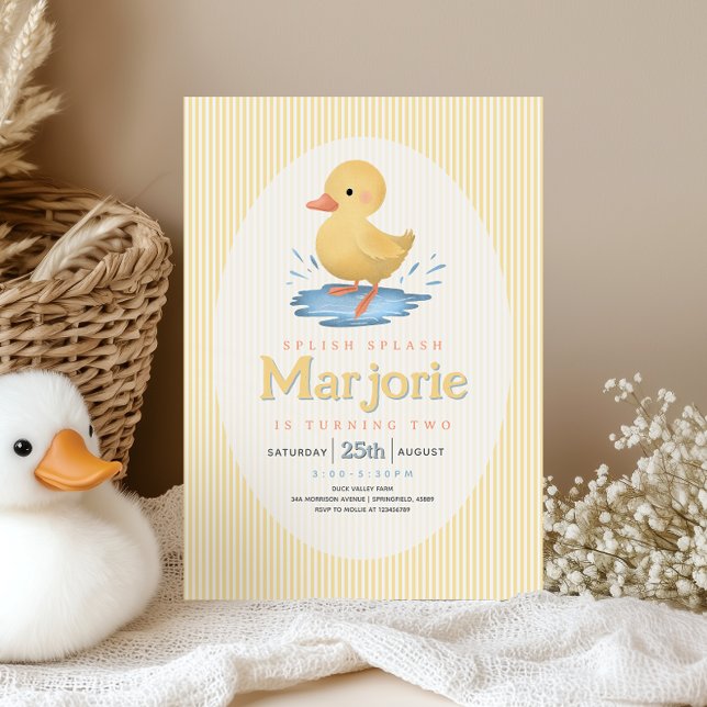 Invitación Cumpleaños de patito de niña en charco de verano (Subido por el creador)
