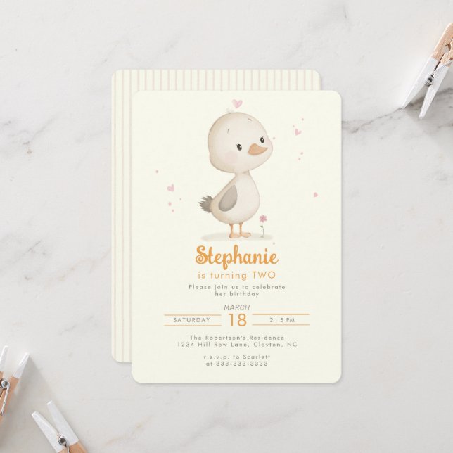 Invitación Cumpleaños de Patito Dulce (Anverso/Reverso In Situ)