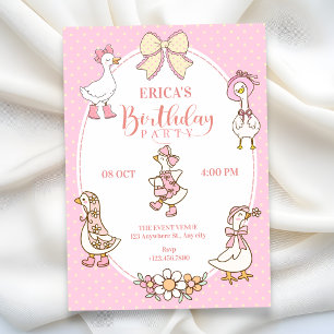 Invitación Cumpleaños de pato Coquette rosa lindo