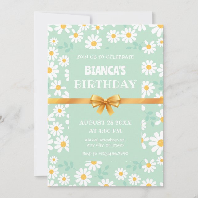 INVITACIÓN CUMPLEAÑOS DE PATRÓN DE FLORES (Anverso)