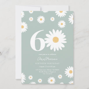 Invitación Cumpleaños de Patrón Floral Retro Sesenta Años