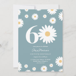 Invitación Cumpleaños de Patrón Floral Retro Sesenta Años