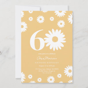 Invitación Cumpleaños de Patrón Floral Retro Sesenta Años