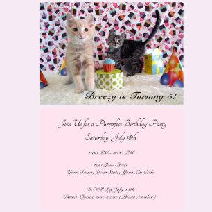 Invitación Cumpleaños de Patton y Buffington (gato/gatito)