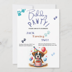 Invitación Cumpleaños de Patty Boxer Dog Personalizado Cumple