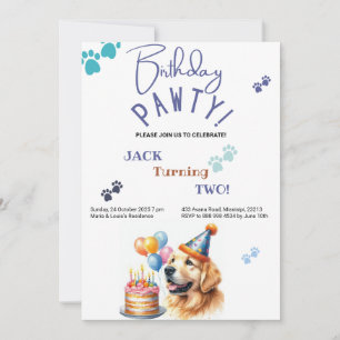Invitación Cumpleaños de Patty Golden Retriever Dog