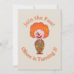 Invitación Cumpleaños de payaso de dibujos animados lindos co