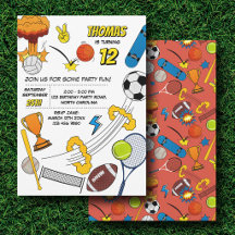 Cumpleaños de Pelotas Deportivas Retro de Cómic
