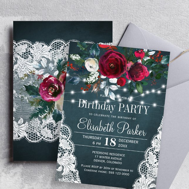 Invitación Cumpleaños de peonías rojas elegantes rústicas de  (Subido por el creador)