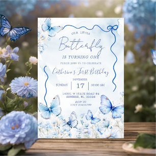 Invitación Cumpleaños de Pequeñas Mariposas Azules
