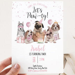Invitación Cumpleaños de Perrita Fiesta de Patas