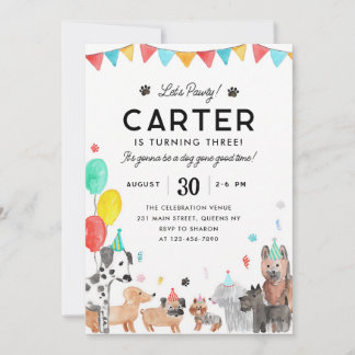 Invitación Cumpleaños de Perrito Vamos a la Fiesta de Cumplea