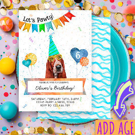 Invitación Cumpleaños de perro de Basset Hound Lets Pawty
