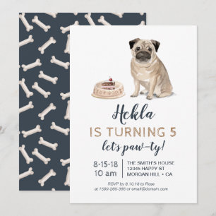 Invitación ¡Cumpleaños de perro de cachorro, vamos a paw-ty! 