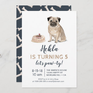 Invitación ¡Cumpleaños de perro de cachorro, vamos a paw-ty! 