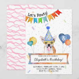 Invitación Cumpleaños de perro de Chihuahua Lets Pawty