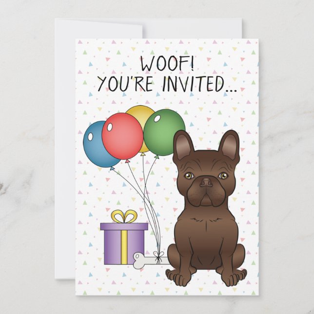 Invitación Cumpleaños de perro de dibujos animados francés de (Anverso)