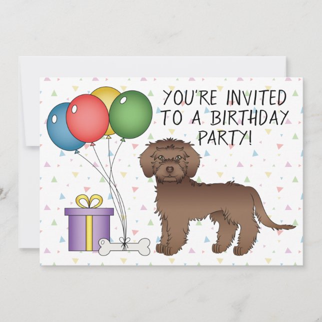 Invitación Cumpleaños de perro de dibujos animados Mini Golde (Anverso)