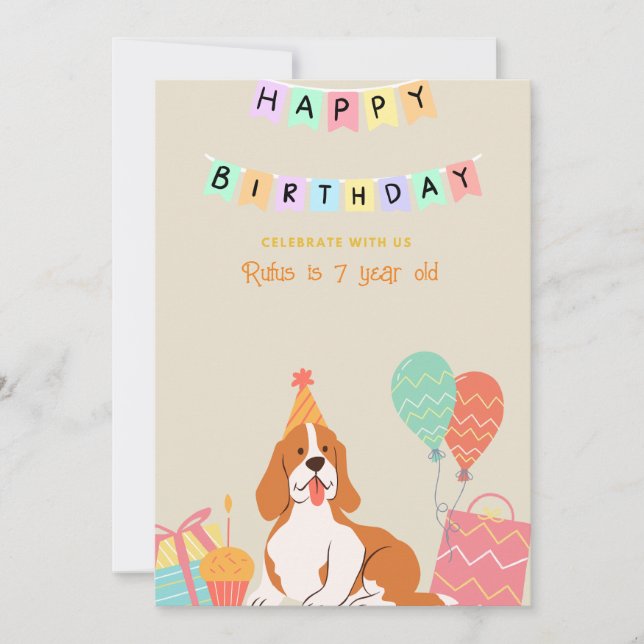 Invitación cumpleaños de perro personalizado (Anverso)