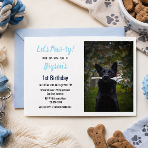 Invitación Cumpleaños de perro personalizado Huella de pata a