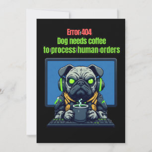 Invitación Cumpleaños de Perro Pug Ciberpunk Mecha Gaming