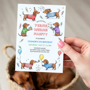 Invitación Cumpleaños de perro vienés salchicha Dachshund Tee