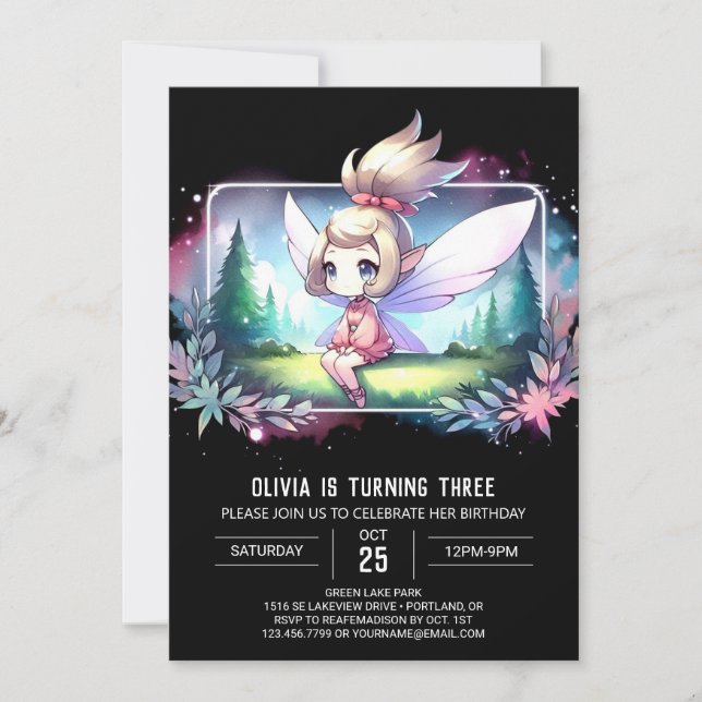 Invitación Cumpleaños de personalizado Little Fairy (Anverso)