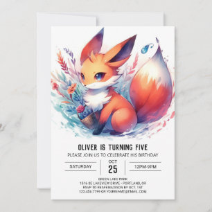 Invitación Cumpleaños de personalizado Pastel Fox